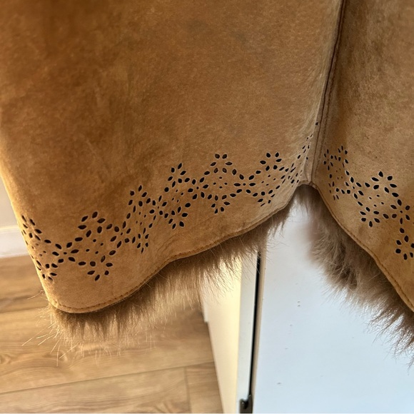 Gorgeous 100% Genuine Leather Faux Fur Penny Lane Long Jacket Coat Size Large - Picture 11 of 16